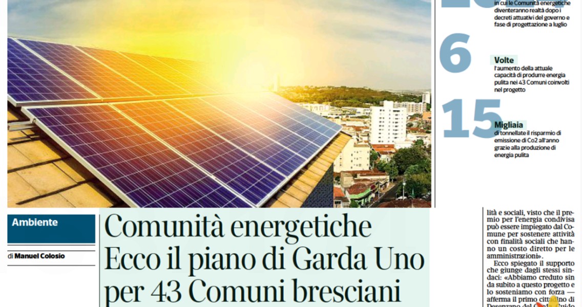 Comu­nità ener­ge­ti­che - Ecco il piano di Garda Uno per 43 Comuni bre­sciani