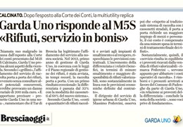 Brescia Oggi: Garda Uno risponde al M5S «Rifiuti, servizio in bonis»